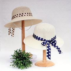 Crochet Bucket Hat with Polka Dot Ribbon Sun Hats