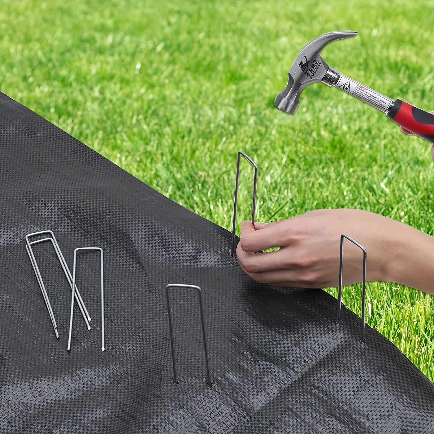 50pcs Heavy Duty U Shaped Garden Stakes for Weed Fabric & Netting