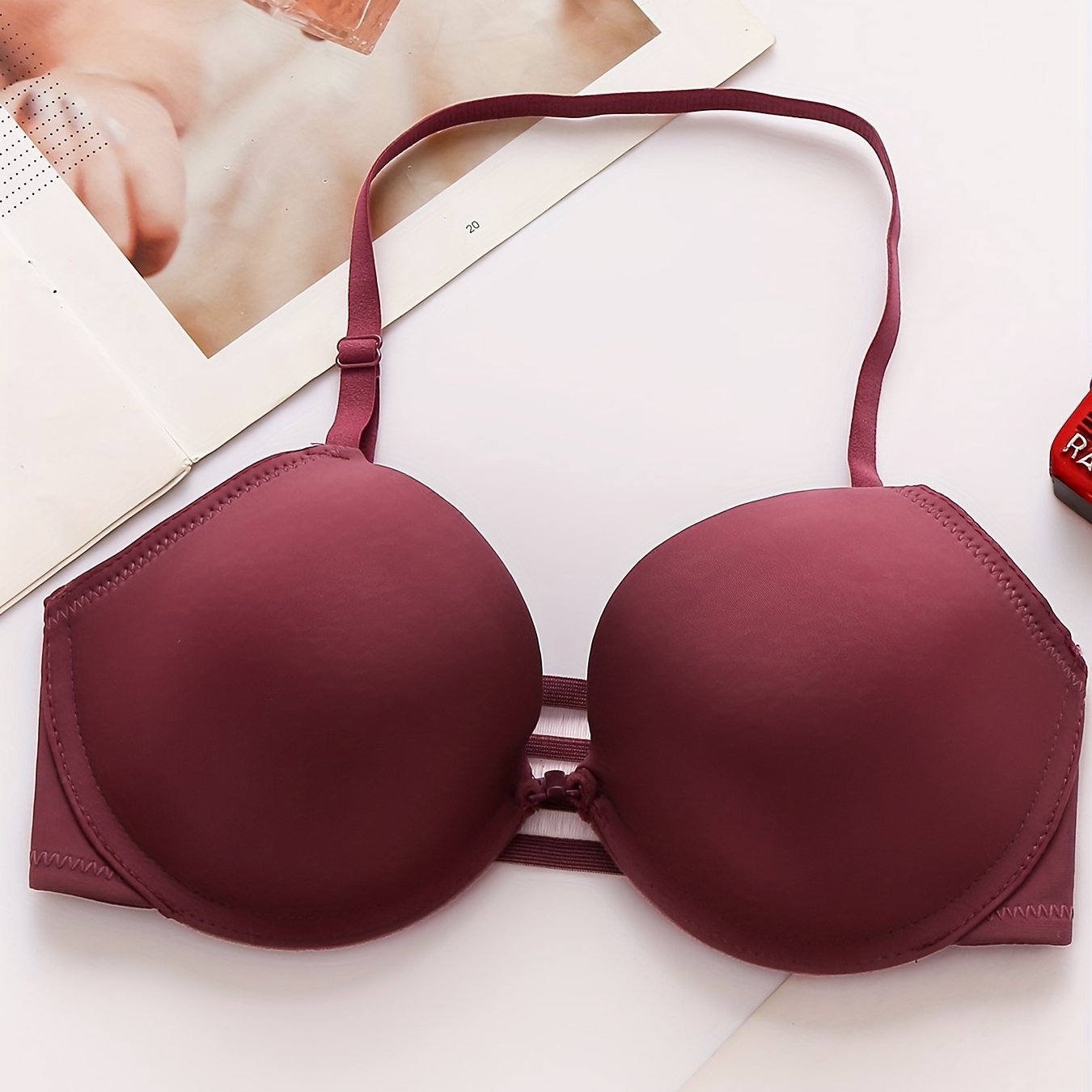 Solid T Shirt Bra Comfy & Breathable Push Up Bra Women's Lingerie