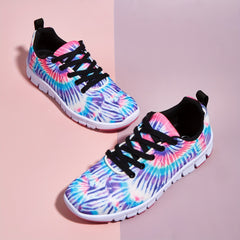 Tie Dye Printed Sneakers for Women Lightweight Low Top Lace Up Walking Shoes