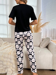 Koala Print Pajama Set Short Sleeve Crew Neck Top & Pants