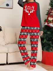 Christmas Pajama Set Women's Reindeer & Stripe Print Top & Pants