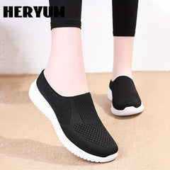 Breathable Knit Mule Sneakers for Women Lightweight Slip On Shoes