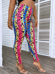 Plus Ombre Leopard Print High Rise Skinny Leggings
