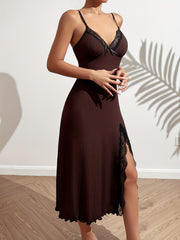 Comfy V-Neck Lace Trim Nightdress for Women