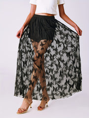 Butterfly Mesh Skirt High Waist Sheer Women's Clothing