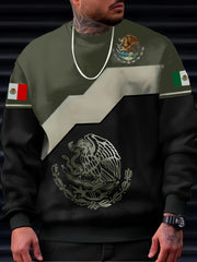 Mexico Eagle And Snake Print Men's Graphic Sweatshirt