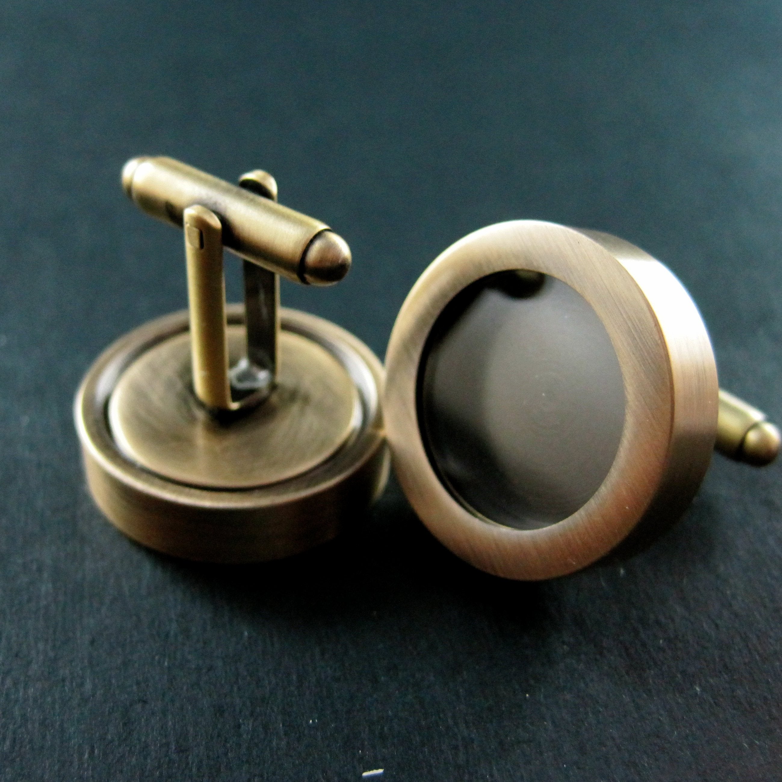 1pair Copper Plated Round Glass Cufflinks