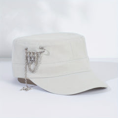 Butterfly Brooch Baseball Cap Solid Flat Hat Y2K Sun Hats Women