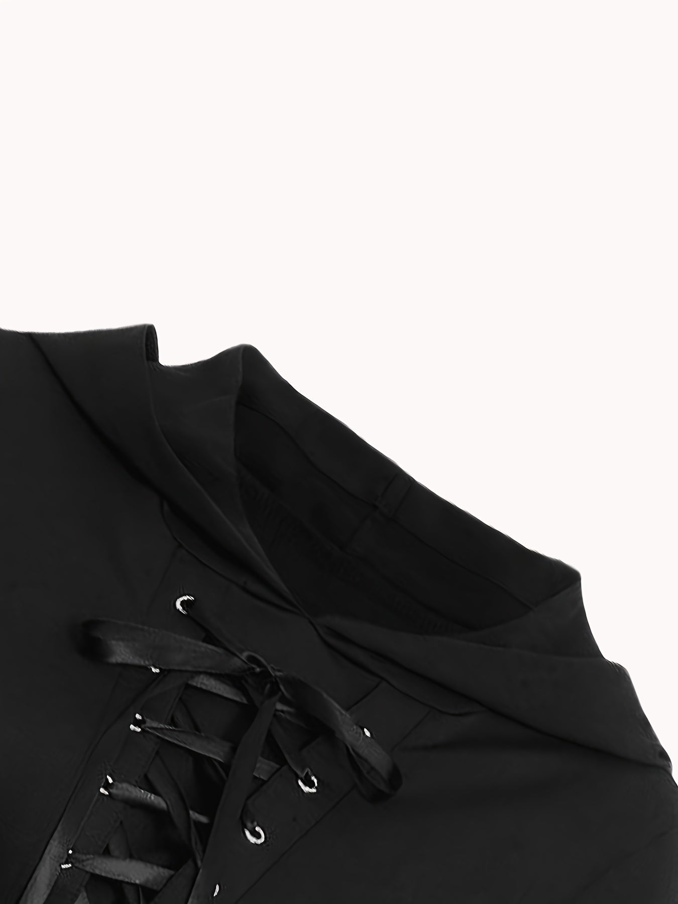 Gothic Drawstring Hooded Slim Bodysuit