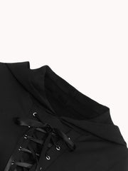 Gothic Drawstring Hooded Slim Bodysuit