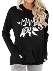 Mamabear Bear Pattern Print Long Sleeve T-shirt