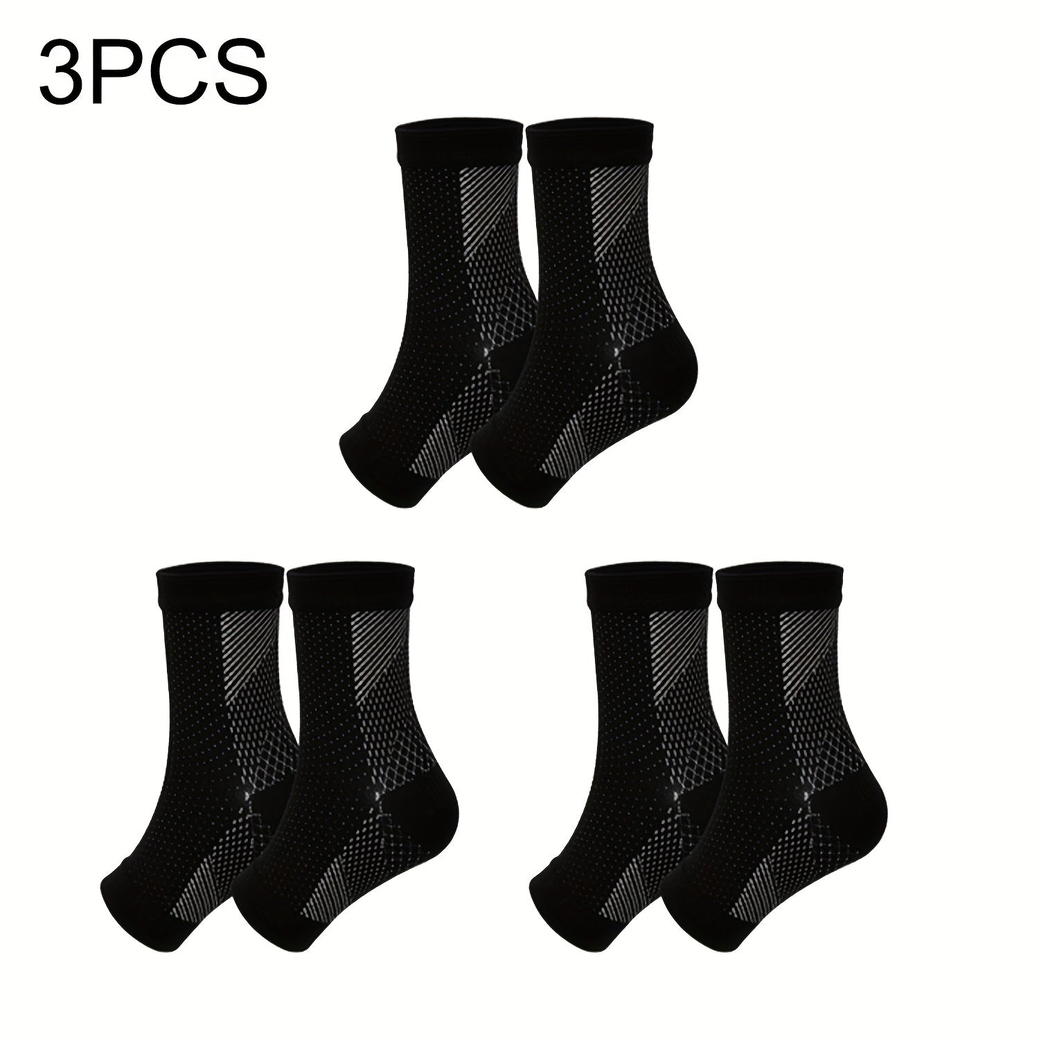3 Pairs Toeless Compression Socks Nylon Blend Ankle Sleeves