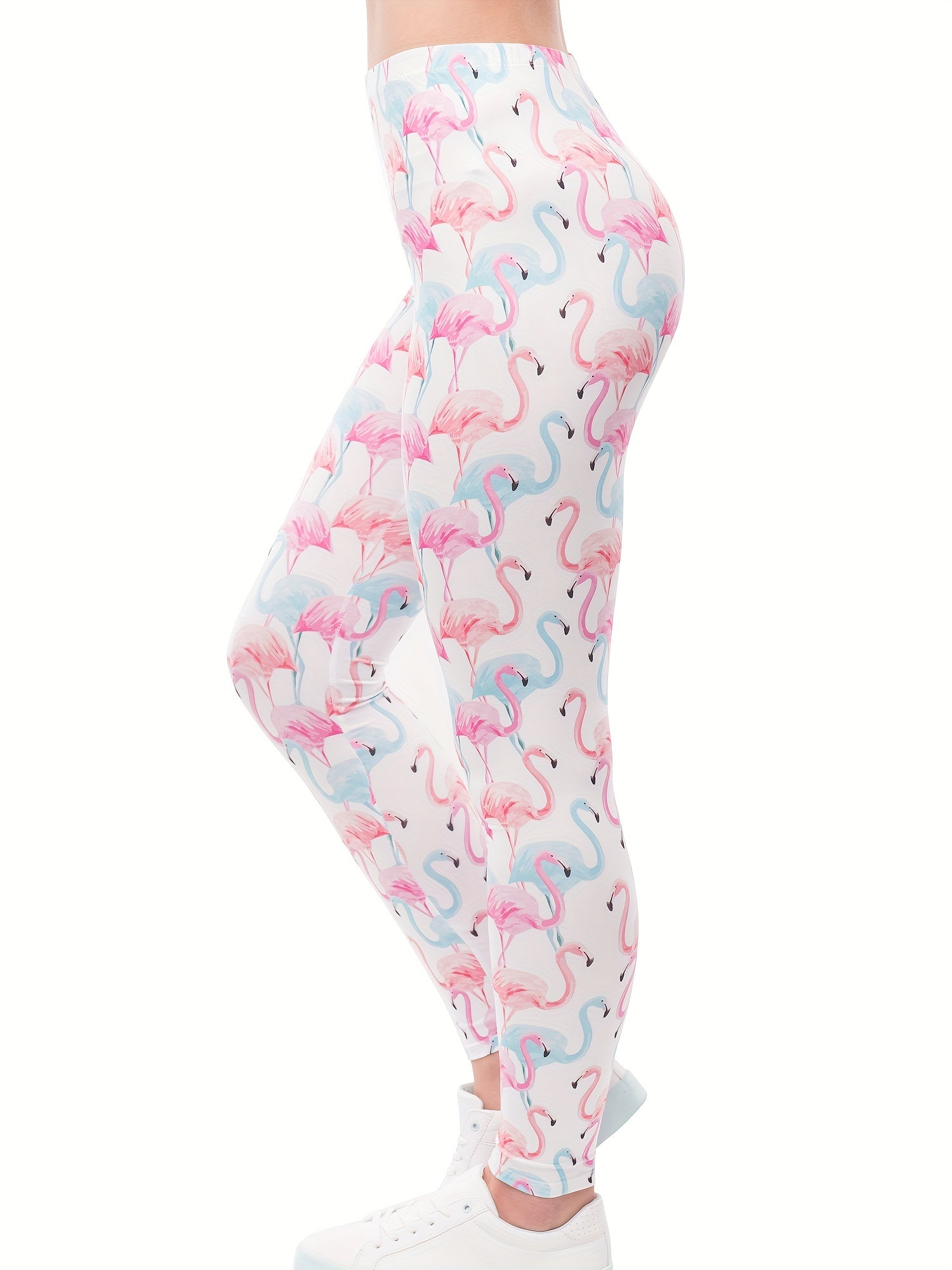 Flamingo Print Skinny Leggings Women's Clothing