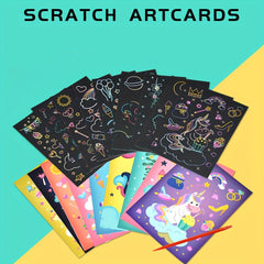 9pcs Children's Cartoon Art Scratching Set