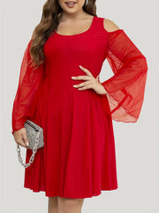 Casual Dress Women's Plus Cold Shoulder Ruched Dress