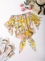 Floral Off Shoulder Ruffle Blouse for Women