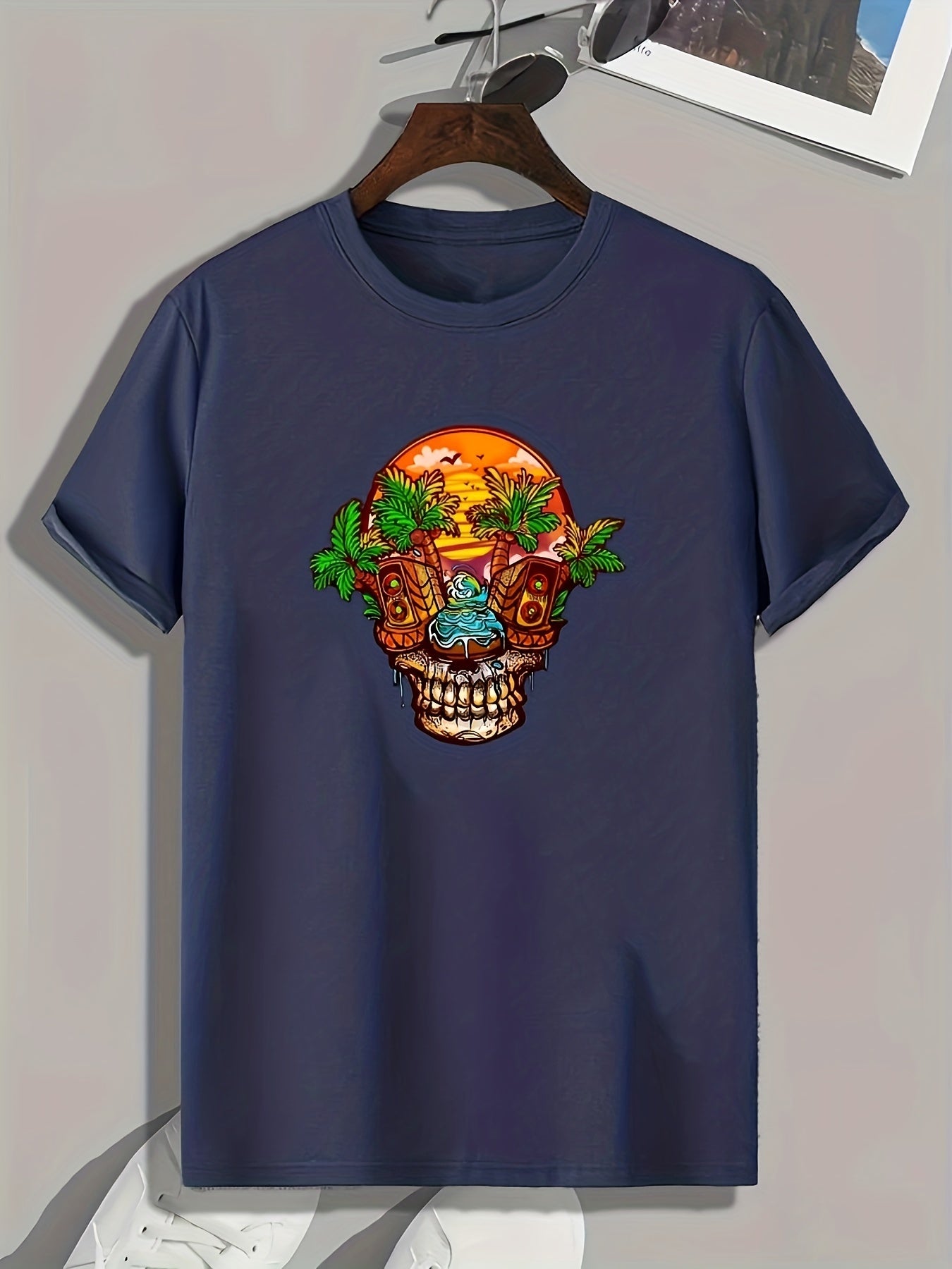 Creative Skull Print Men's Graphic T-shirt for Summer