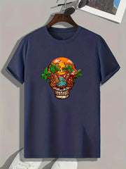 Creative Skull Print Men's Graphic T-shirt for Summer