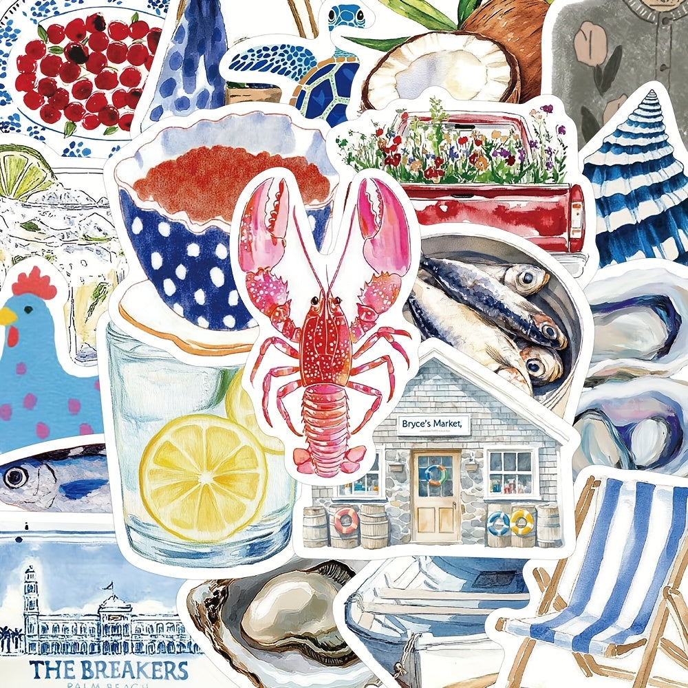 50 Mediterranean Art Stickers Phone Guitar Laptop Decoration