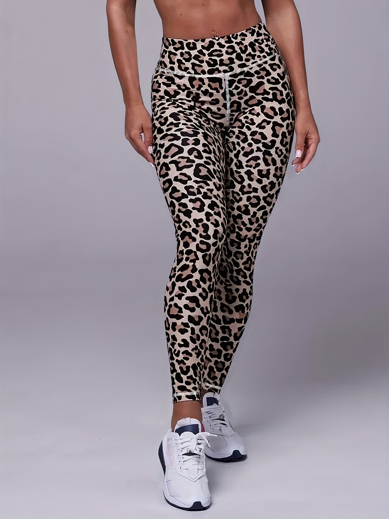 Leopard Print Sports Leggings High Waist Stretch Skinny Running Pants