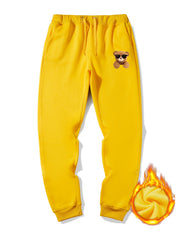 Men's Bear Sunglasses Sherpa Fleece Drawstring Sweatpants