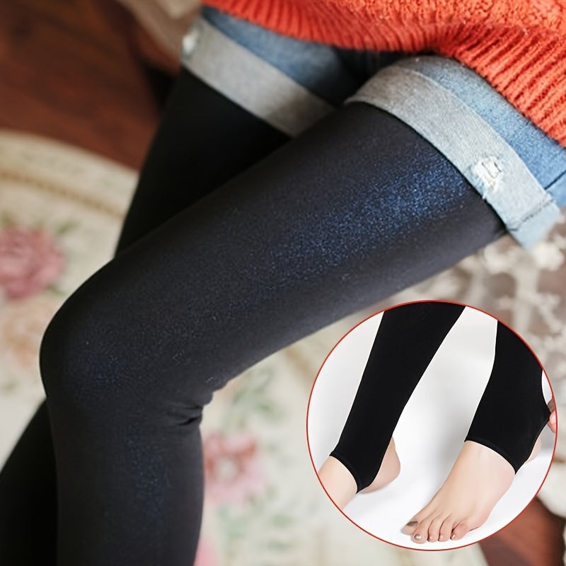 Plush Lined High Waist Thermal Leggings Women's Stockings