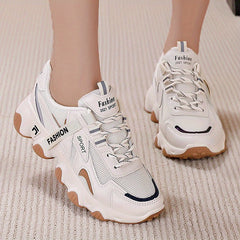 Women's Mesh Platform Sneakers Lace Up Running Shoes