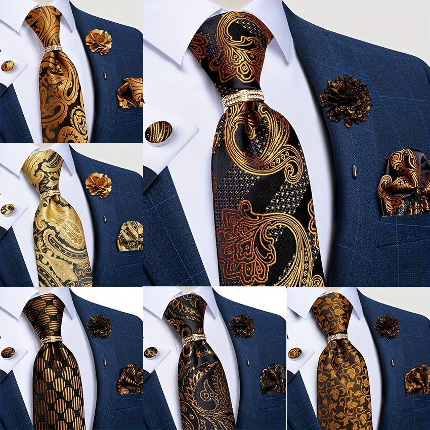 Men's Purple Paisley Silk Tie Set Business Formal Wedding Gift