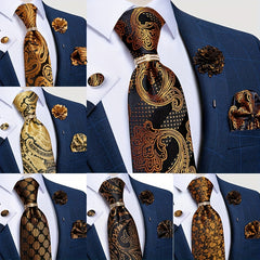 Men's Purple Paisley Silk Tie Set Business Formal Wedding Gift