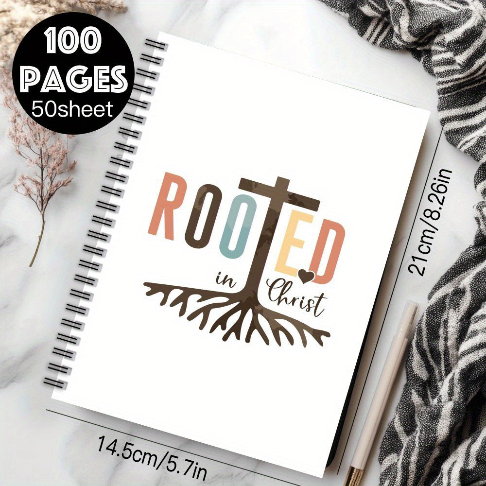 Inspirational Rooted in Christ Spiral Notebook Mixed Colors 100 Pages