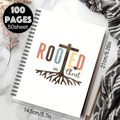 Inspirational Rooted in Christ Spiral Notebook Mixed Colors 100 Pages