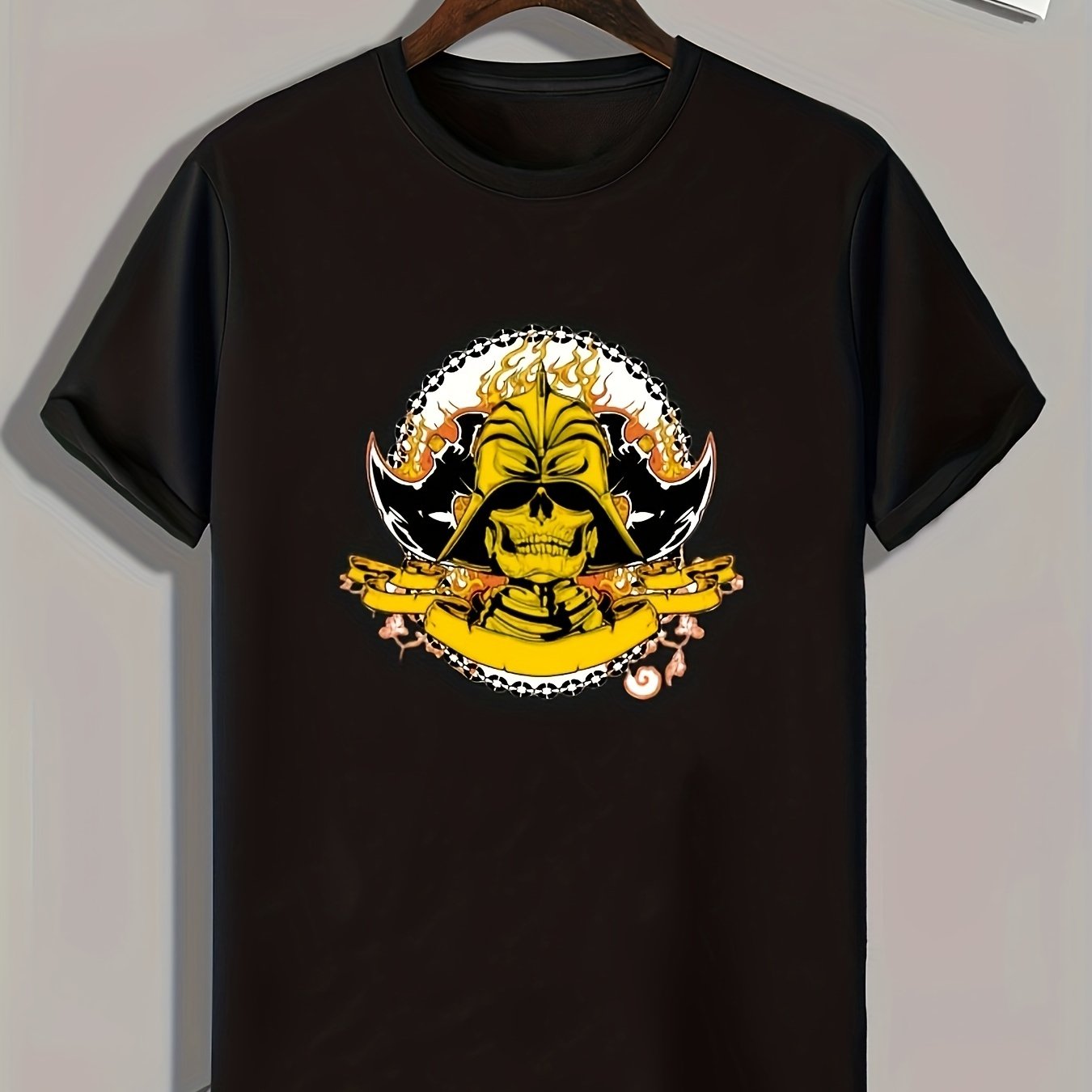Skull Print Men's Graphic T-shirt for Summer