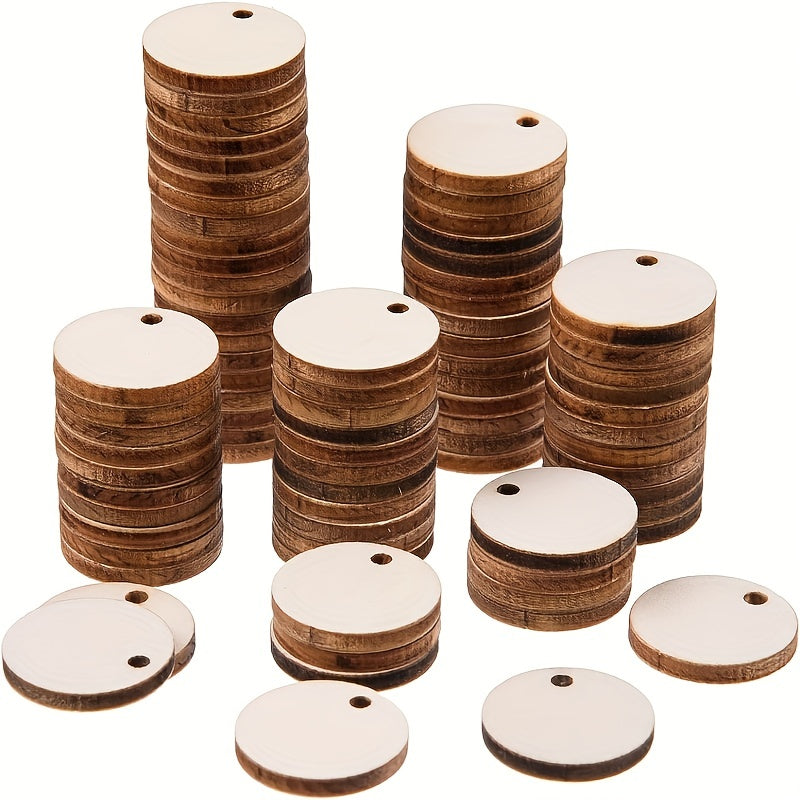50pcs Wood Circles With Holes For Crafts Small Round Wooden Discs Blanks Cutouts