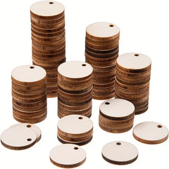 50pcs Wood Circles With Holes For Crafts Small Round Wooden Discs Blanks Cutouts
