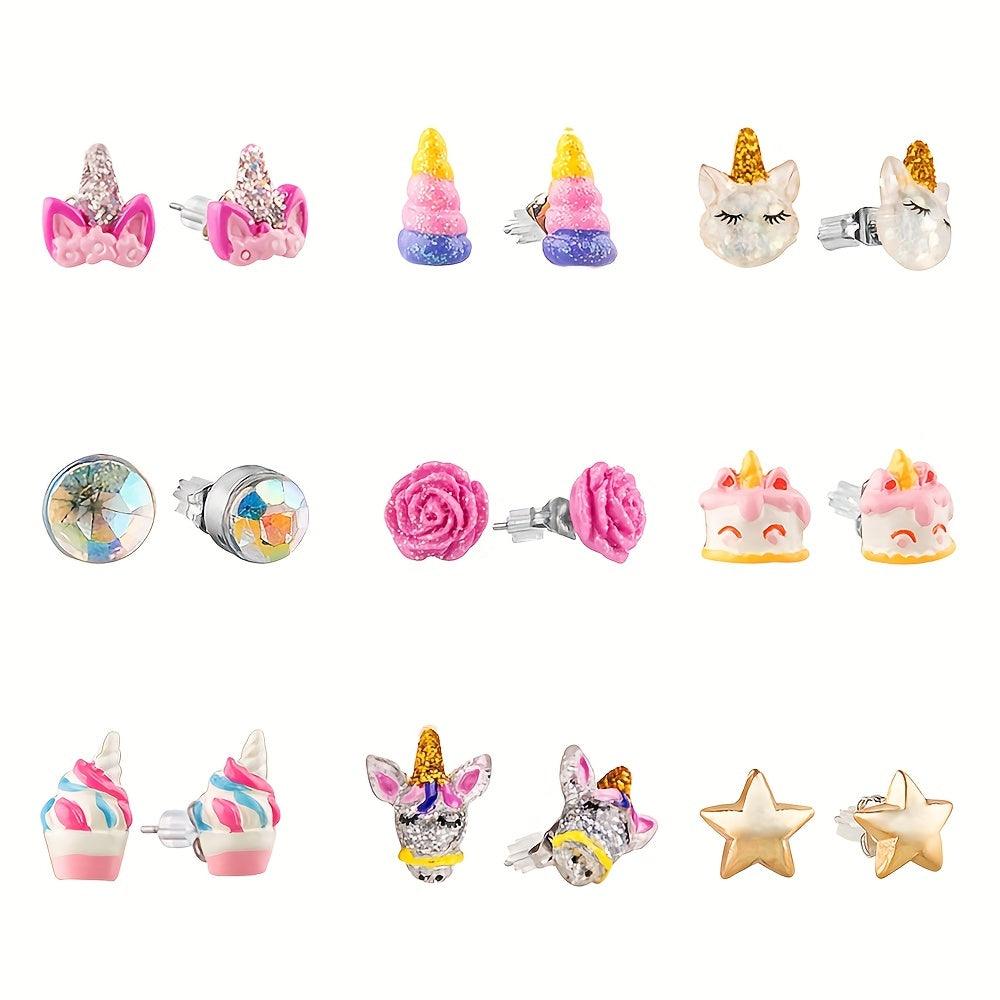 Hypoallergenic Colorful Earrings Set for Girls
