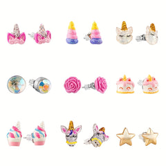 Hypoallergenic Colorful Earrings Set for Girls