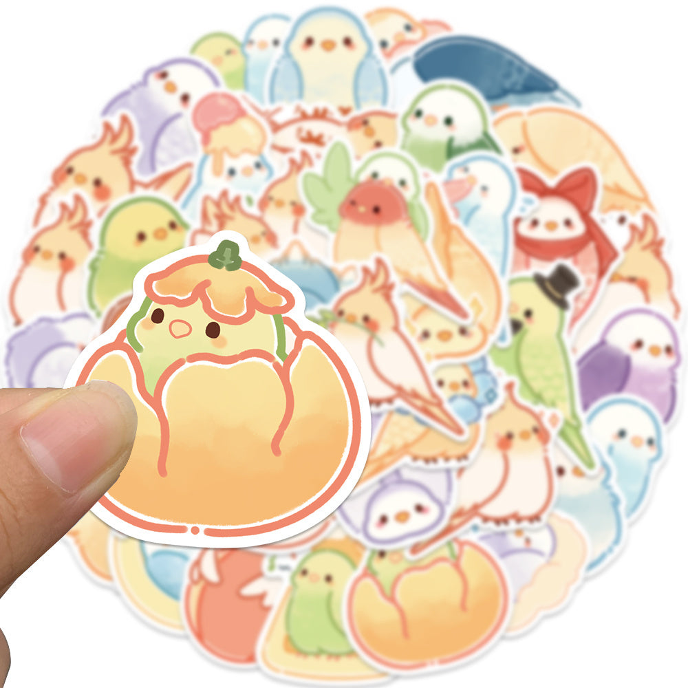 50pcs Cute Parrot Stickers for Water Bottles & Laptops