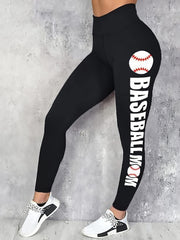 Baseball Printed Yoga Leggings High Stretch Slim Fitted Sports Pants