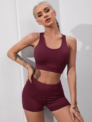 Yoga Workout Set Sports Bra & Stretch Shorts Women's Activewear