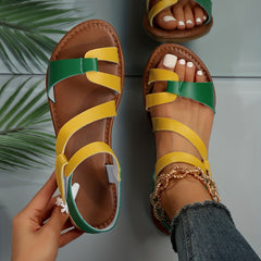 Women's Hook & Loop Flat Sandals Casual Slingback Beach Shoes