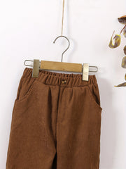 Boys Soft Corduroy Long Pants with Pocket