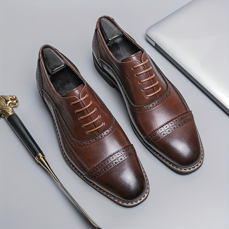 Men's Brogue Oxford Shoes Lace up Front Business Formal Wedding
