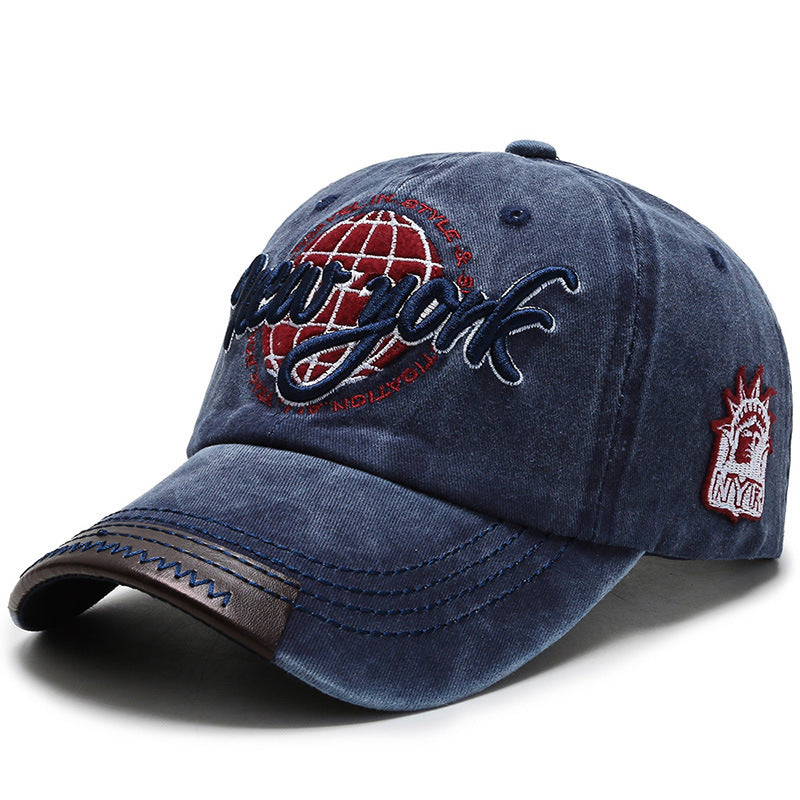 Men's Water Washed Baseball Cap Embroidered Duck Cap Outdoor Visor Hat