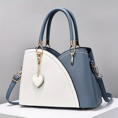 Colorblock Tote Bag Faux Leather Top Handles Women's Shoulder Bag