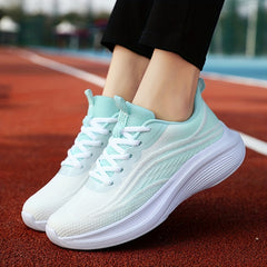 Women's Breathable Flying Woven Sneakers Casual Lace Up Running Shoes