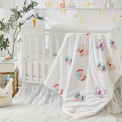 Girls Crib Bedding Set Butterfly Towel Embroidery Quilt Set