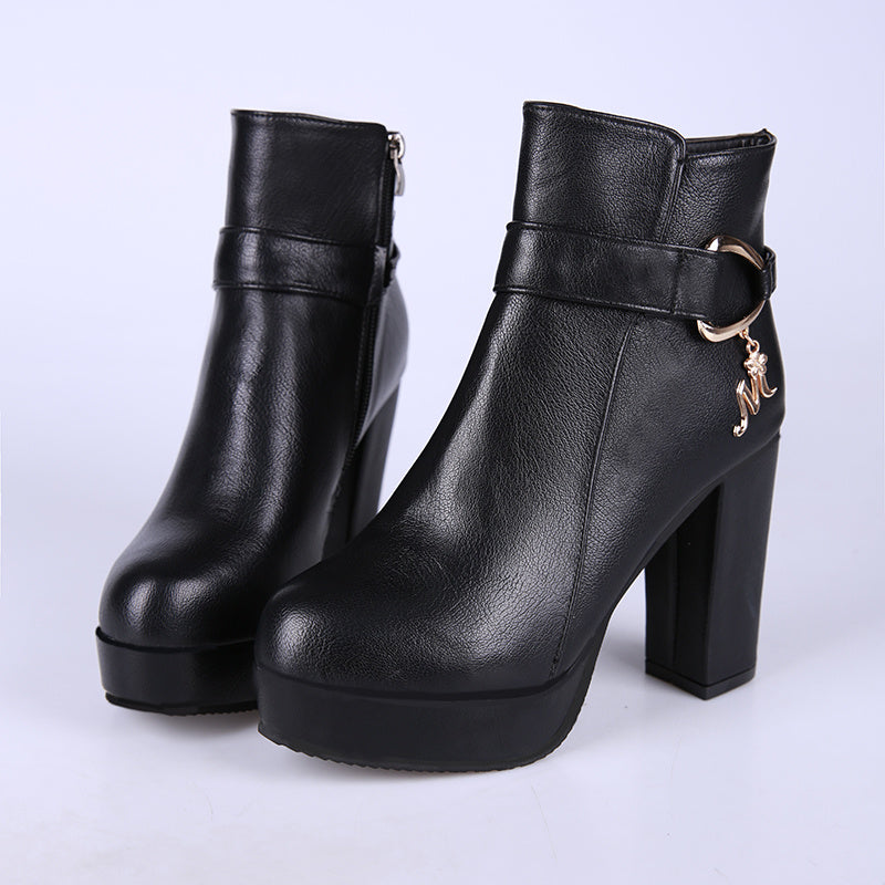 Women's Metallic Decor Platform Ankle Boots