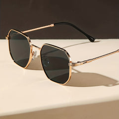 Metal Geometric Frame Sunglasses Vintage Hollow Temple UV400