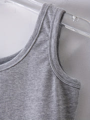 Slim Tank Top Solid Crew Neck Sleeveless Casual Summer Women's Clothing